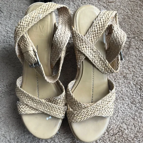 Natural beige Dolce Vita strappy twine sandal wedges - Picture 1 of 13